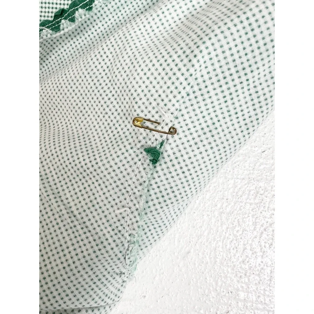 Vintage Handmade green‎ gingham apron ric rac trim farmhouse cottagecore